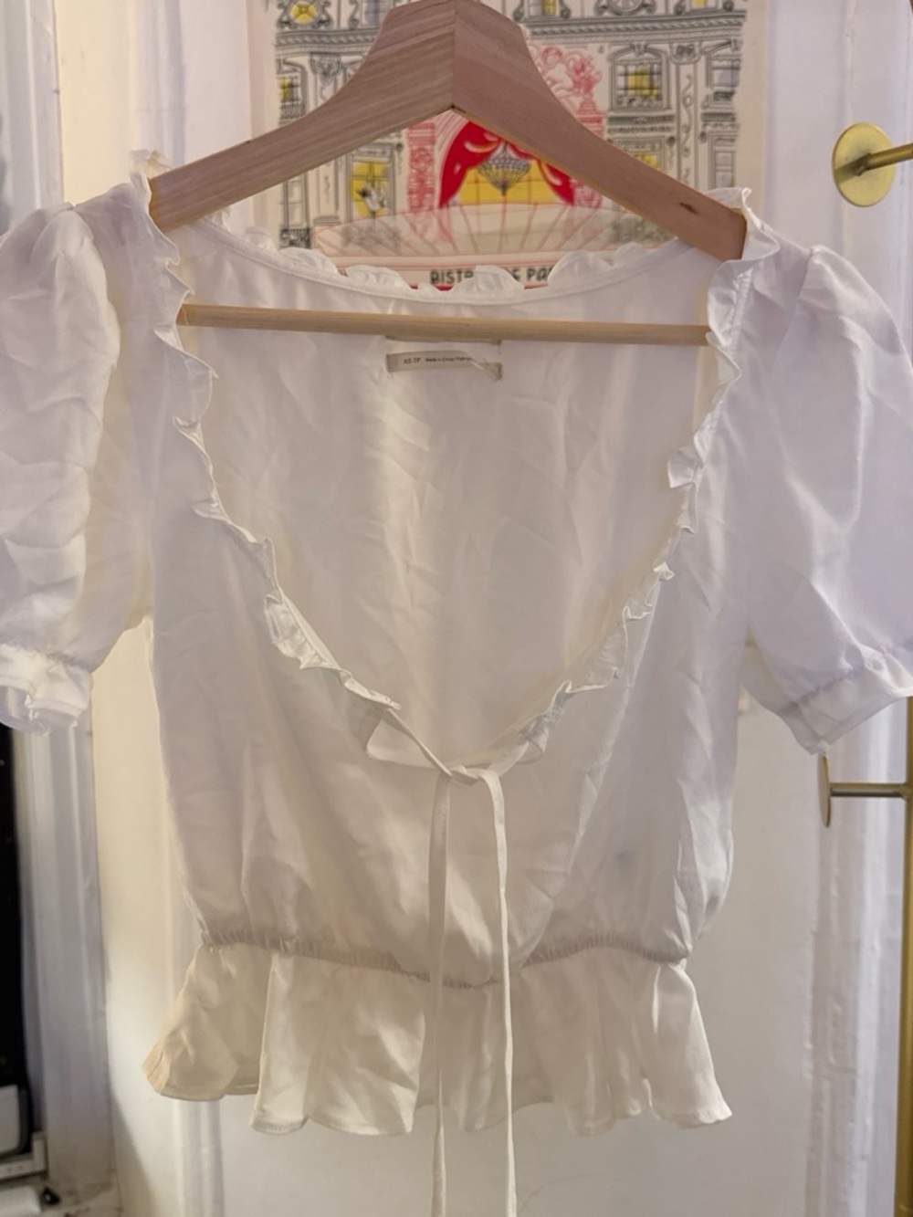 Urban Outfitters White Ruffle Tie-Front Peplum Blouse
